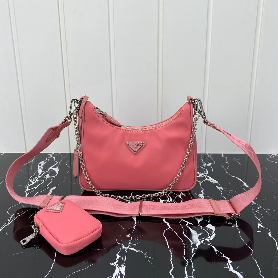 PRA HOBO 22 BAG IN DARK PINK Re-nylon