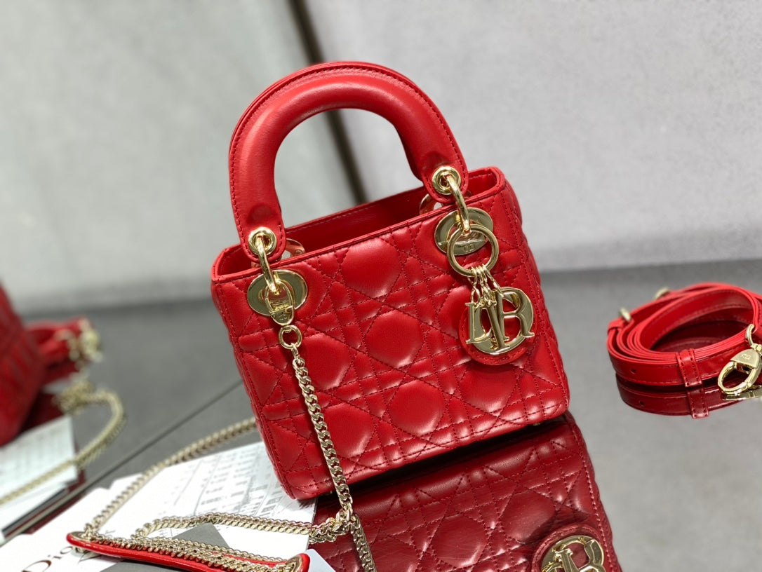 Mini Lady 17 Red Lambskin