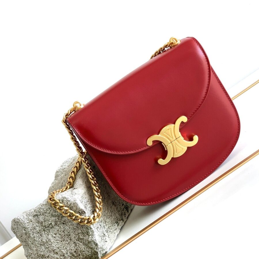 Celine Triomphe red bag – front view