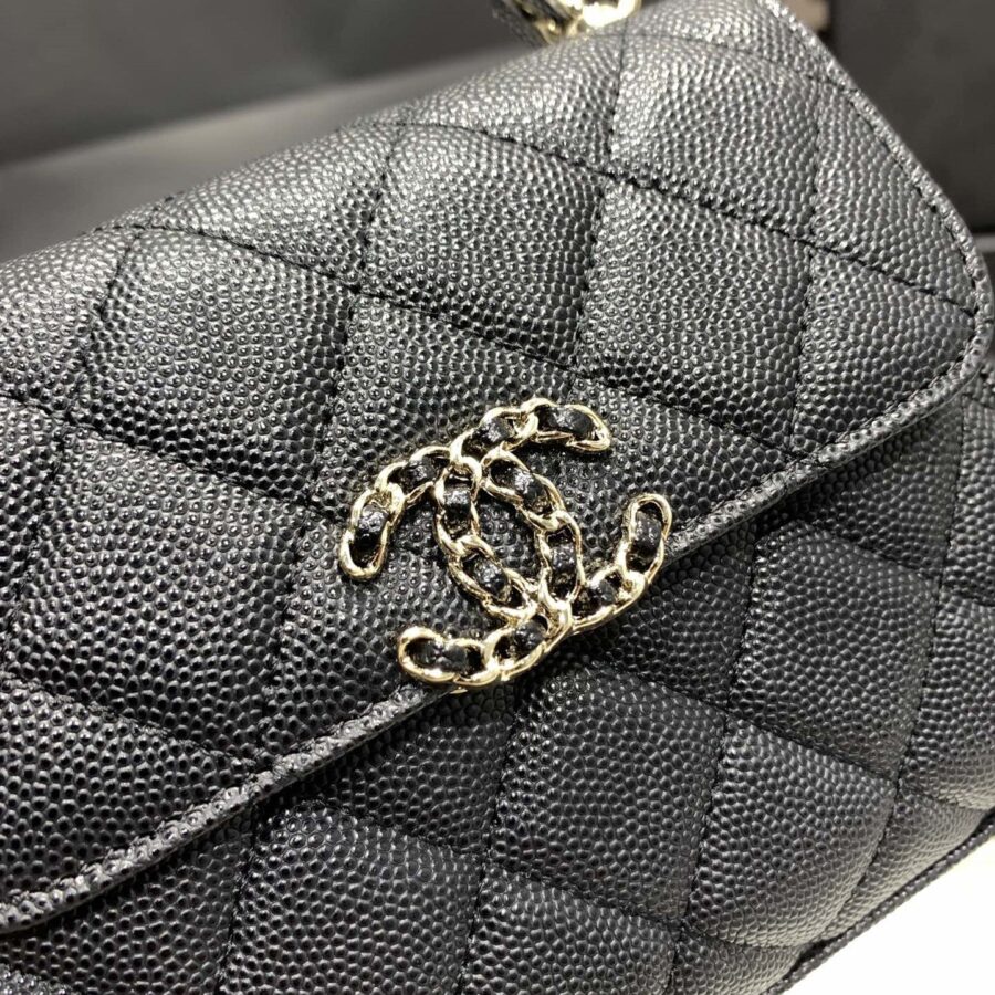 23P Flap Bag 15cm Black Caviar Gold Hardware | Studio Nafay