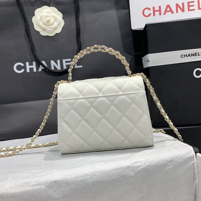 23P Flap Bag 15cm White Caviar Gold Hardware | Studio Nafay