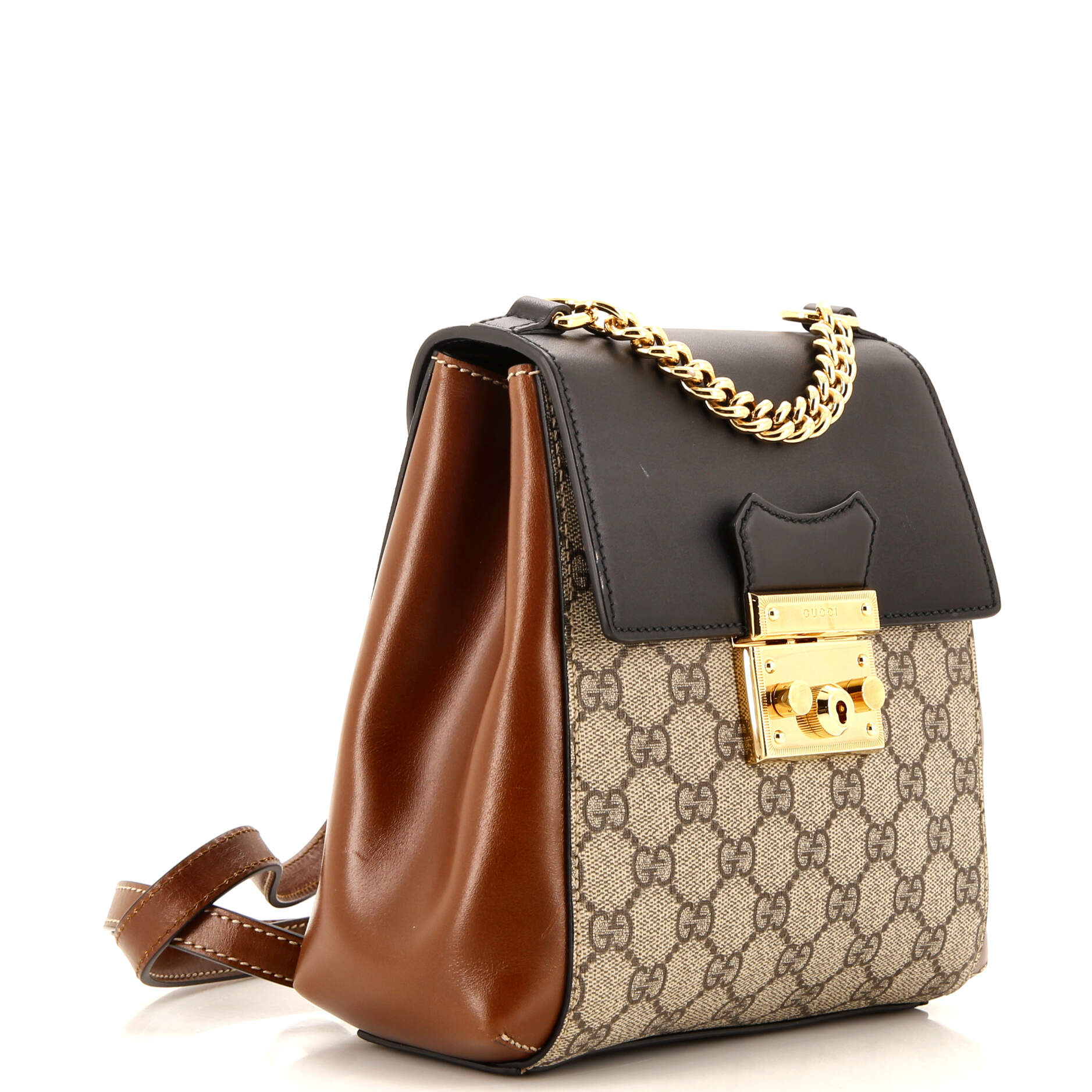 Padlock Backpack GG Coated Canvas and Leather Mini