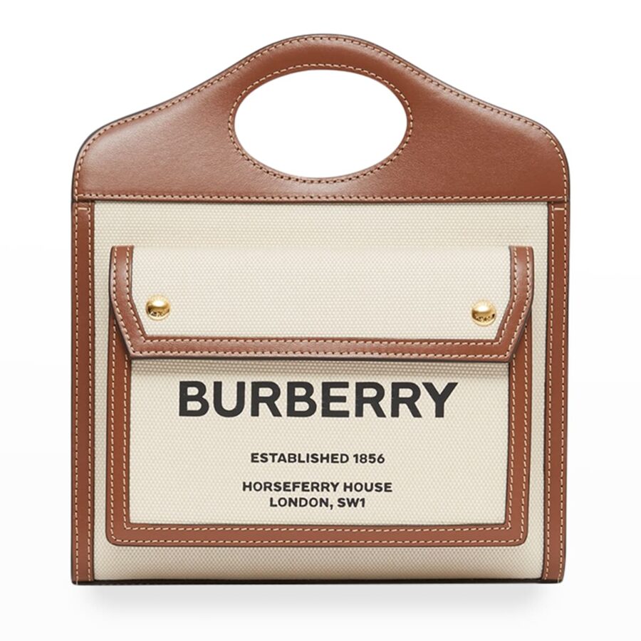 Burberry Mini Two-tone Canvas and Leather Pocket Bag | Studio Nafay