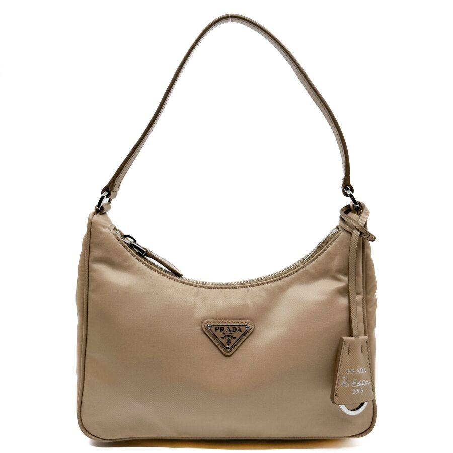 Prada Re-Edition beige bag – front view