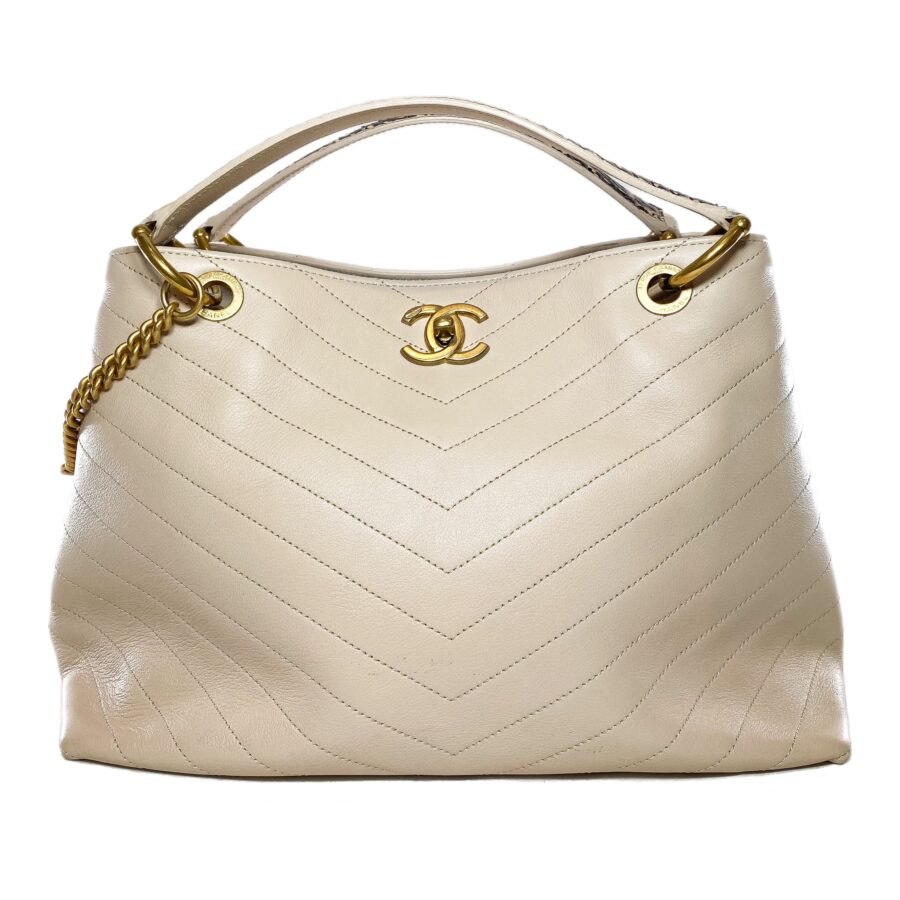 Chanel Tote beige bag – front view