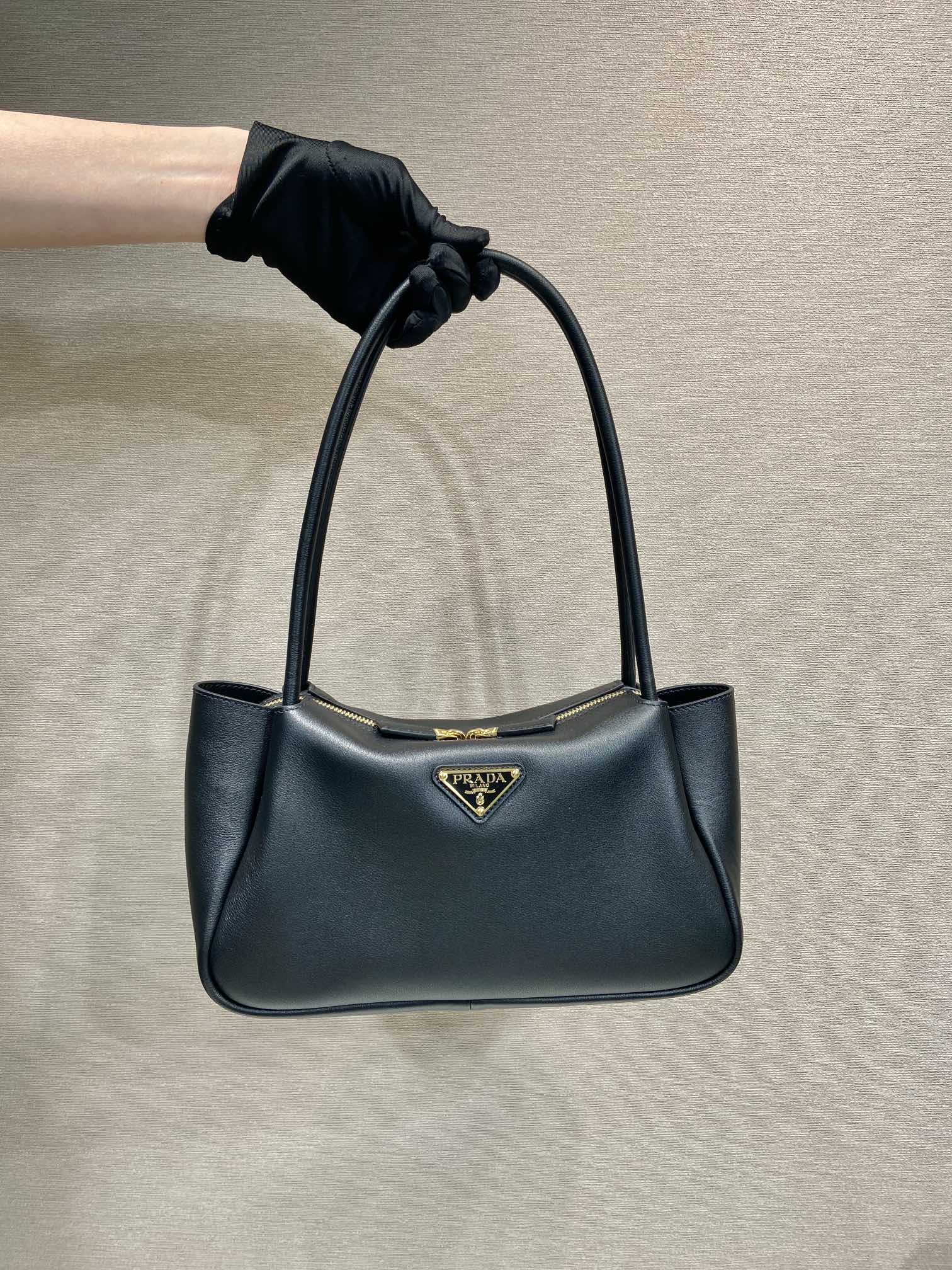 PRA 28 Large Black Calfskin Handbag