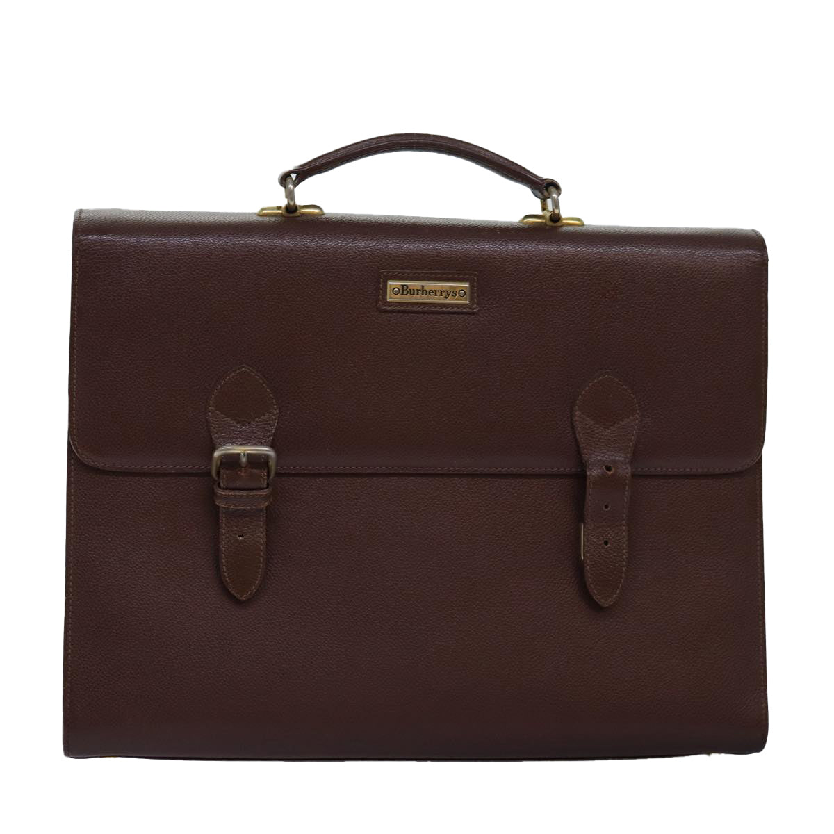 BurberrySs Hand Bag Leather Brown Auth bs14914