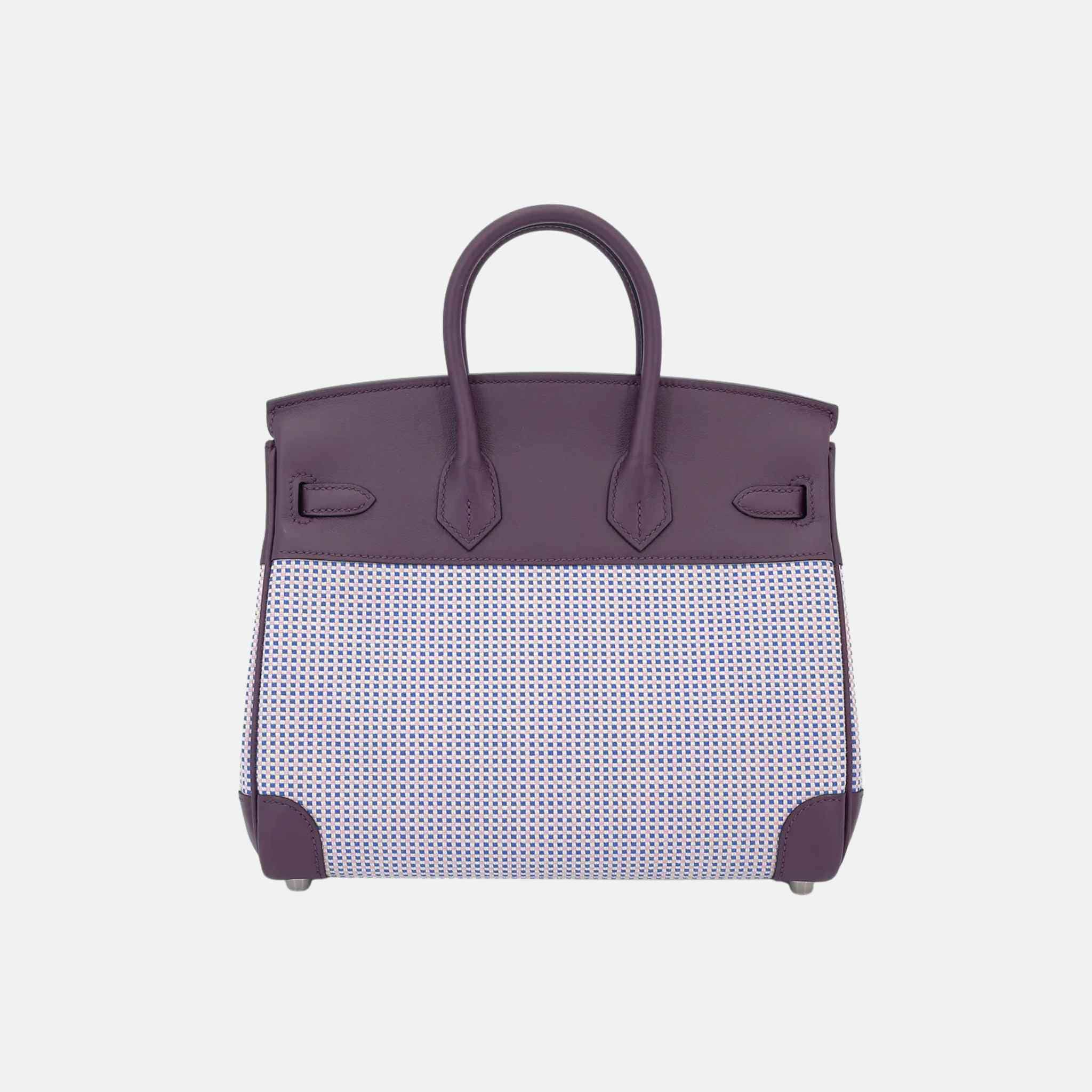 Birkin 25 Swift-toile Quadrille Canvas Cassis/ Mauve Sylvestre/ Ecr