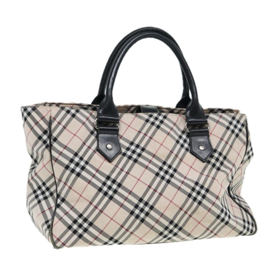 Burberry Nova Check Blue Label Hand Bag Nylon Beige Black Silver Auth ti1959 | Studio Nafay