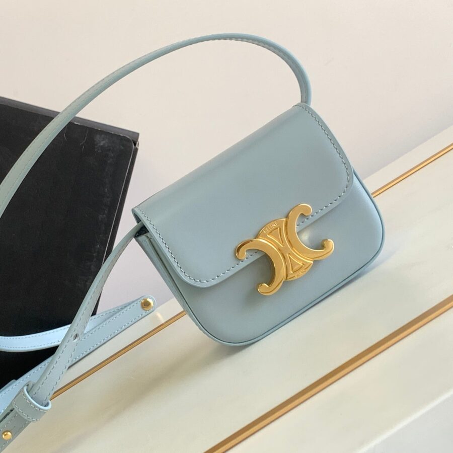Celine Triomphe blue bag – front view